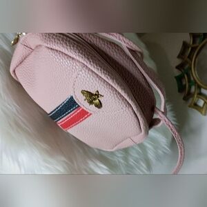 Pink Textured Women Bag with Gold Accent